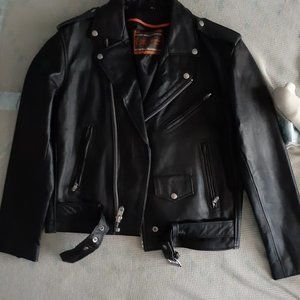 Men's Daniel Smart black leather XS Marlon Brando fully lined motorcycle jacket